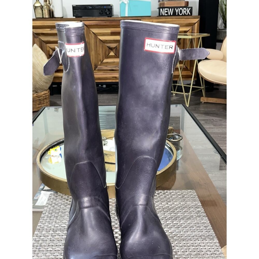 Hunter Original Tall Rain Boots Rubber Size Womens 6 Mens 5 Matte Navy